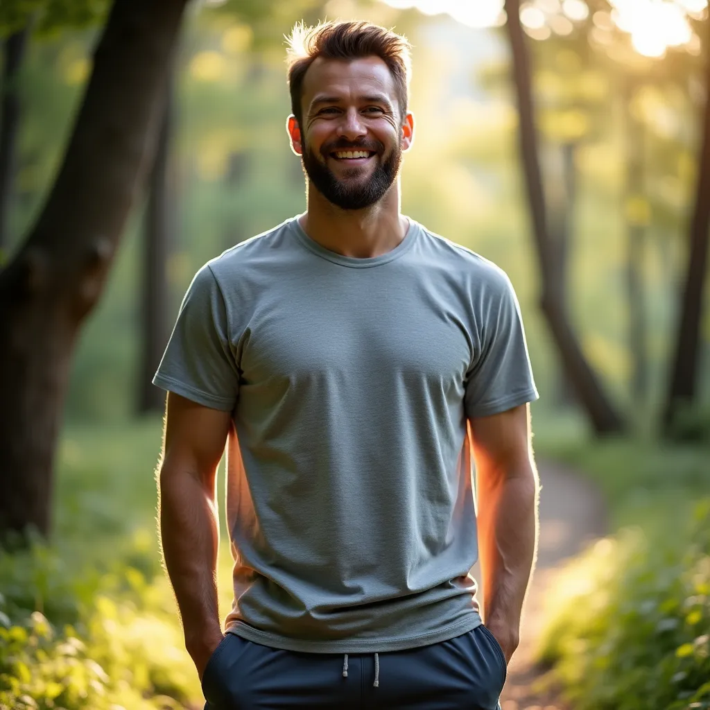 Človek izvaja dihalne vaje na plaži